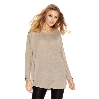 Quiz Stone Light Knit Button Side Top